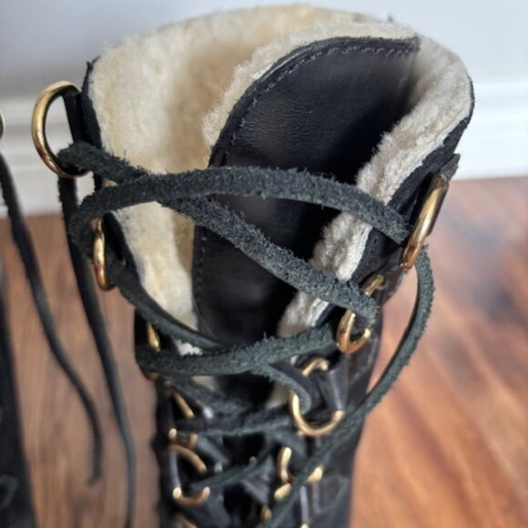 Michael Kors Black leather shearling lined heeled boots - Picture 7 of 10